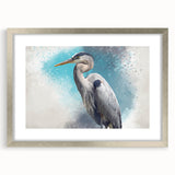Framed wall art collection featuring a silver frame showcasing elegant herons and egrets in a serene nature setting, enhancing home decor with a touch of tranquility.
