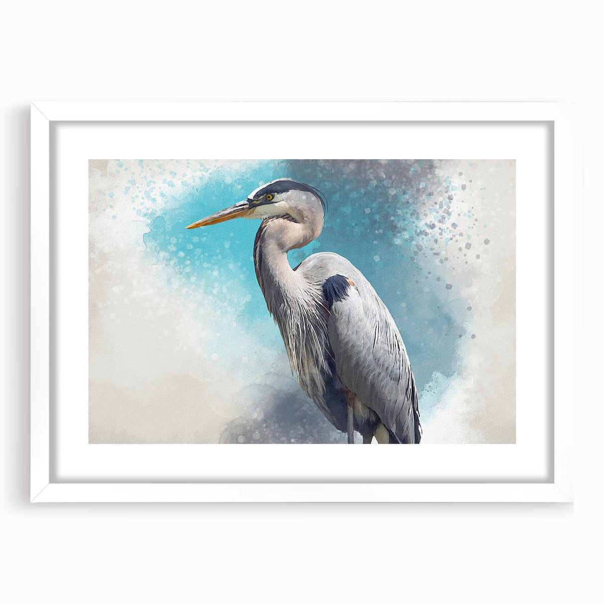 Elegant framed wall art collection featuring a heron and egret design, set against a white mat, ideal for enhancing modern home decor with nature-inspired aesthetics.