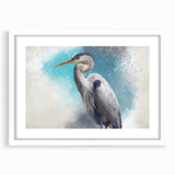 Elegant framed wall art collection featuring a heron and egret design, set against a white mat, ideal for enhancing modern home decor with nature-inspired aesthetics.
