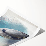 Elegant rolled print showcasing a heron and egret design in soft pastel colors, perfect for enhancing home decor. Ideal for nature lovers seeking unique wall art.