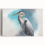 Stretched canvas wall art featuring a serene design of a heron and egret in pastel colors, ideal for enhancing modern home decor with a nature-inspired theme.