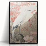 Framed wall art featuring an elegant heron and egret design, presented in a sleek black frame, perfect for enhancing modern home decor with a touch of nature.