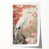 Elegant wall art print showcasing a heron and egret design, featuring soft pastel colors on a textured canvas, ideal for nature-themed home decor.