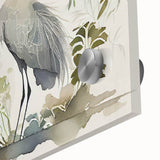 Close-up of a vibrant wall art collection featuring a heron and egret design on acrylic glass, showcasing intricate details and colors ideal for home decor.