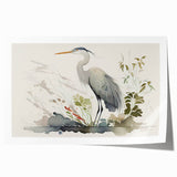 Elegant wall art print showcasing a heron and egret design, featuring soft pastel colors and intricate detailing, perfect for enhancing home decor.