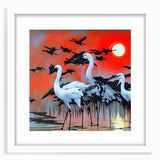 Framed wall art featuring elegant heron and egret designs on a white mat, ideal for enhancing home decor with a touch of nature's beauty. Perfect for bird lovers.