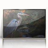 Framed wall art collection showcasing a serene heron and egret design in silver-acrylic finish, perfect for enhancing modern home decor with nature-inspired elegance.