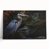 Stretched canvas wall art showcasing a serene heron and egret design in soft blues and greens, perfect for enhancing nature-themed decor in homes or offices.