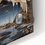 Close-up of a vibrant heron and egret acrylic wall art piece, showcasing intricate details and colors, perfect for enhancing modern home decor.