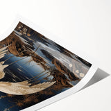 Elegant wall art print showcasing a heron and egret design in soft pastel colors, rolled and ready for display, perfect for enhancing home decor.