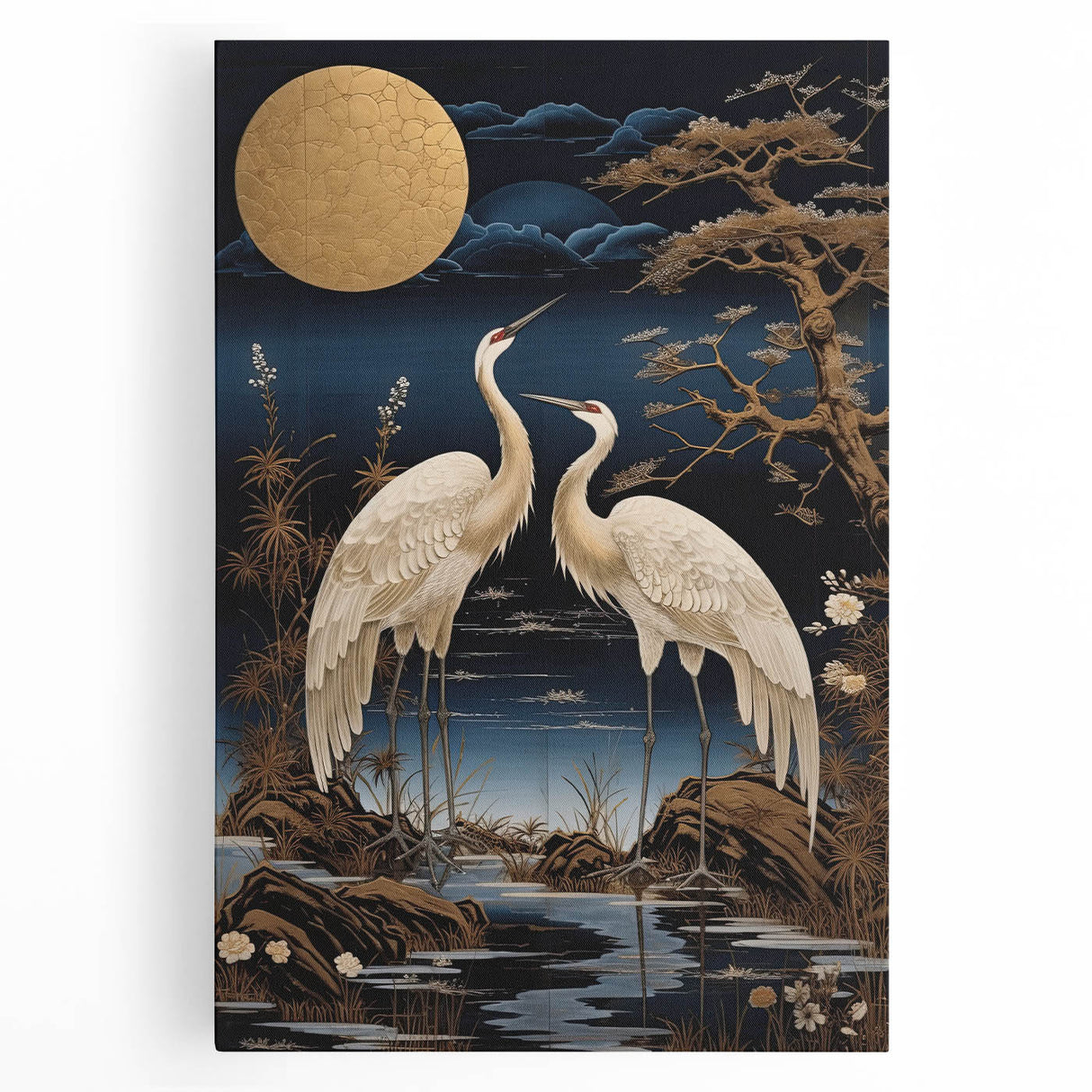 Elegant heron and egret wall art collection on stretched canvas, showcasing vibrant colors and intricate details, perfect for enhancing home decor.