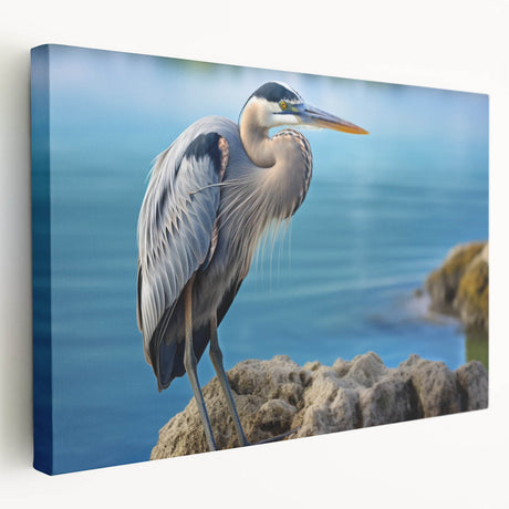 Elegant stretched canvas wall art showcasing a serene heron and egret design in soft pastel colors, perfect for enhancing modern home decor.