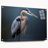 Elegant wall art collection featuring a side view of a heron and egret design, displayed in acrylic glass with pins for a modern touch. Ideal for nature lovers.