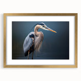 Elegantly framed wall art collection featuring a heron and egret design, showcasing detailed illustrations in soft colors, set against a gold frame with a mat. Perfect for enhancing home decor.