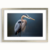 Framed wall art collection showcasing elegant heron and egret designs, featuring a silver frame and mat, perfect for enhancing modern home decor.