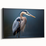 Framed wall art collection featuring a sleek black side view of elegant herons and egrets, perfect for nature-themed home decor, enhancing any interior space.