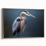 Framed wall art collection featuring a heron and egret design in a gold frame, showcasing elegant bird illustrations against a textured background, ideal for home decor.