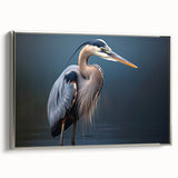 Framed wall art collection showcasing a serene heron and egret design in silver tones, ideal for enhancing home decor with a nature-inspired aesthetic.