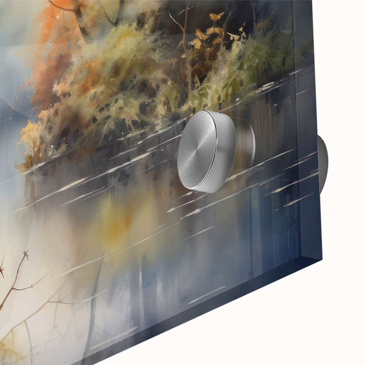 Close-up of a vibrant wall art collection showcasing a heron and egret design, printed on acrylic glass with intricate details and vivid colors, perfect for nature lovers.