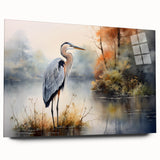 Elegant wall art collection showcasing a side view of heron and egret designs printed on acrylic glass, perfect for enhancing modern decor with a nature theme.