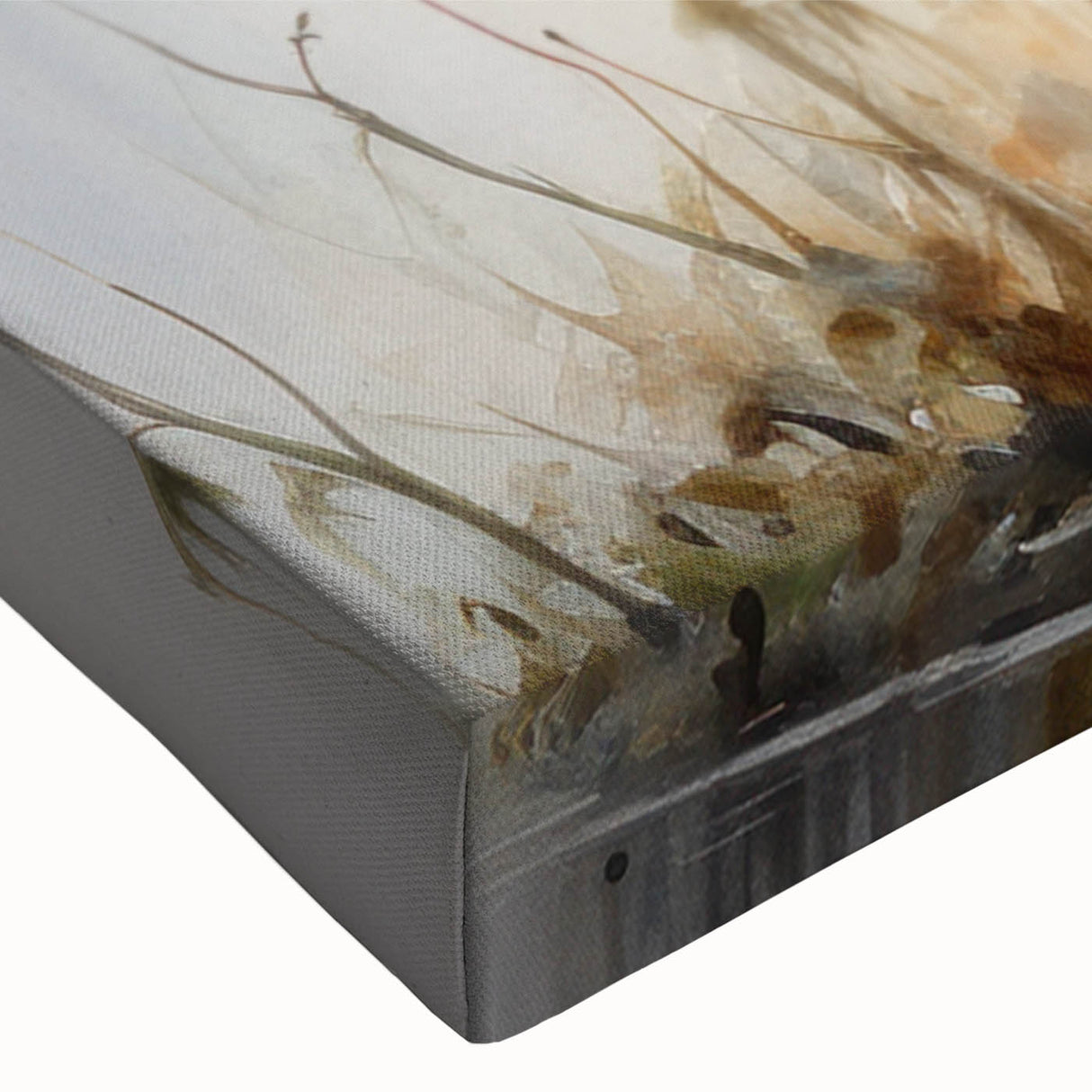 Close-up of a vibrant stretched canvas wall art piece showcasing a heron and egret design, featuring intricate details and rich colors, perfect for nature lovers.
