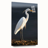 Elegant side view of an 8-piece wall art collection showcasing herons and egrets, printed on acrylic glass, ideal for modern home decor.
