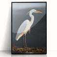 Framed wall art collection showcasing elegant heron and egret designs in vibrant colors, set against a sleek black frame, perfect for modern home decor.
