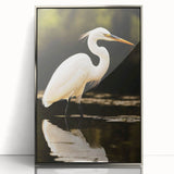 Framed wall art collection showcasing a stylish design featuring herons and egrets, with an elegant silver frame highlighting the vibrant colors and intricate details. Ideal for modern home decor and nature enthusiasts.