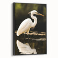 Framed wall art collection showcases a serene heron and egret design, featuring intricate details on a black background, perfect for modern decor.
