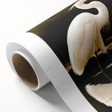 Heron and egret wall art design on rolled canvas, showcasing vibrant colors and intricate details, ideal for home decor and bird enthusiasts.