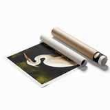 Elegant wall art print featuring a heron and egret design, showcasing intricate details and vibrant colors, perfect for enhancing home decor in any setting.