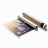 Vibrant rolled print of a hummingbird design, showcasing intricate details and bright colors, ideal for enhancing home decor with a nature-inspired theme.