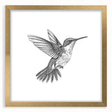 Hummingbird-themed wall art design featuring vibrant colors and intricate details in a gold frame with matting, ideal for enhancing modern home decor.