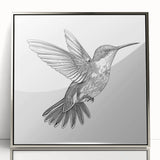Framed wall art collection featuring a vibrant hummingbird design, accented with silver acrylic frame; ideal for adding a colorful touch to home decor.