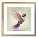 Gold-framed wall art showcasing a vibrant hummingbird design, beautifully matted for an elegant finish, ideal for enhancing home decor with nature-inspired elegance.
