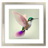 Hummingbird-themed wall art collection framed in silver, showcasing vibrant colors and intricate designs, perfect for adding elegance to any space.