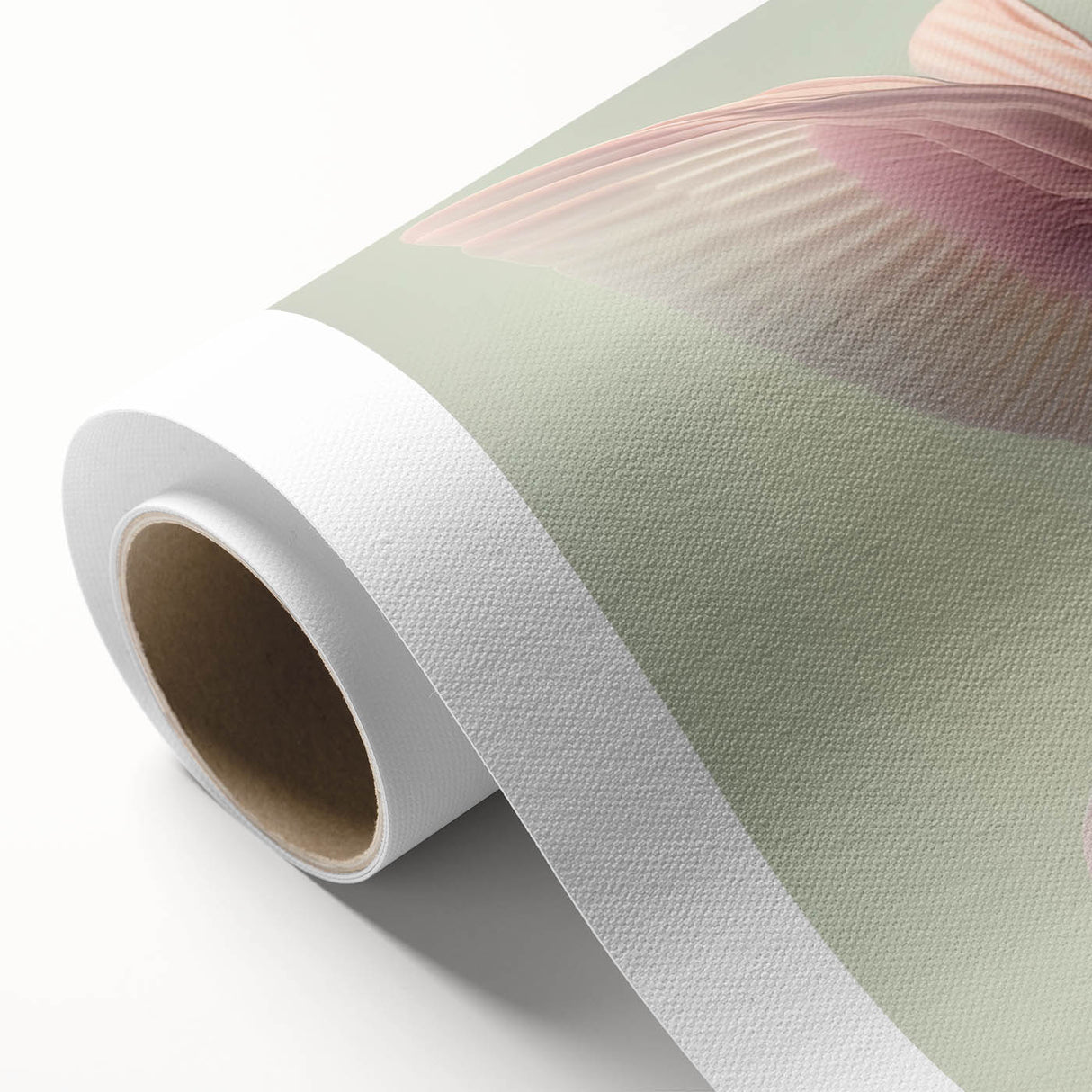 Colorful rolled canvas print showcasing a vibrant hummingbird design surrounded by floral elements, perfect for enhancing home decor with nature-inspired art.
