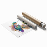 Vibrant rolled print featuring a colorful hummingbird design, ideal for wall art decor, showcasing intricate details and vivid colors, packaged securely for easy display.