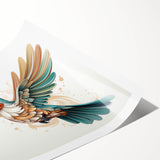 Vibrant rolled print featuring a colorful hummingbird design, showcasing intricate details and vivid hues, perfect for enhancing home decor or art collections.