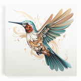 Vibrant hummingbird design wall art on stretched canvas, showcasing vivid colors and intricate details, ideal for adding a lively touch to home decor.