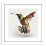 Hummingbird wall art collection framed with a white mat, showcasing vibrant colors and intricate designs, perfect for adding elegance to home decor.
