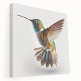 Stretched canvas wall art showcasing a vibrant hummingbird design, featuring rich colors and intricate details, perfect for adding a lively touch to any space.