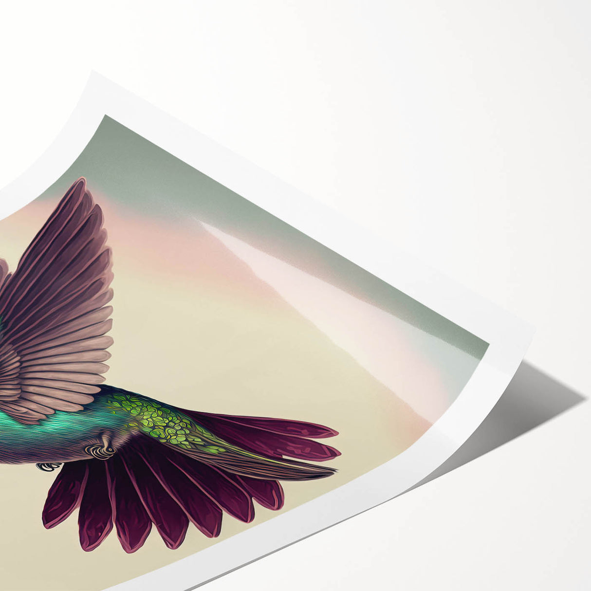 Vibrant wall art featuring a captivating hummingbird design, showcasing intricate details and rich colors, perfect for enhancing home decor or art collections.