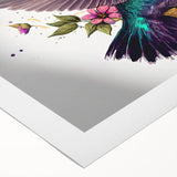 Vibrant rolled canvas wall art showcasing a stunning hummingbird design, ideal for nature enthusiasts, featuring rich colors and intricate details, packaged securely for delivery.