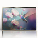 Framed wall art collection showcasing a vibrant hummingbird design in an elegant silver frame, ideal for adding a touch of nature-inspired decor to any space.