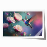 Vibrant rolled print of a hummingbird design, showcasing intricate details in bright colors, ideal for nature-themed decor or art collections. Perfect for adding a touch of whimsy to any room.