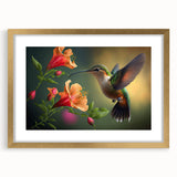Elegant wall art collection featuring a gold-framed hummingbird design, showcasing vibrant colors and intricate details, perfect for home decor enhancement.