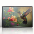 Framed wall art collection featuring vibrant hummingbird designs in acrylic, elegantly displayed with a sleek black frame, ideal for nature-inspired decor.