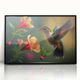 Framed wall art collection featuring vibrant hummingbird designs in acrylic, elegantly displayed with a sleek black frame, ideal for nature-inspired decor.