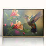 Framed wall art collection showcasing a vibrant hummingbird design in acrylic with a gold frame, ideal for adding a touch of nature to home decor.